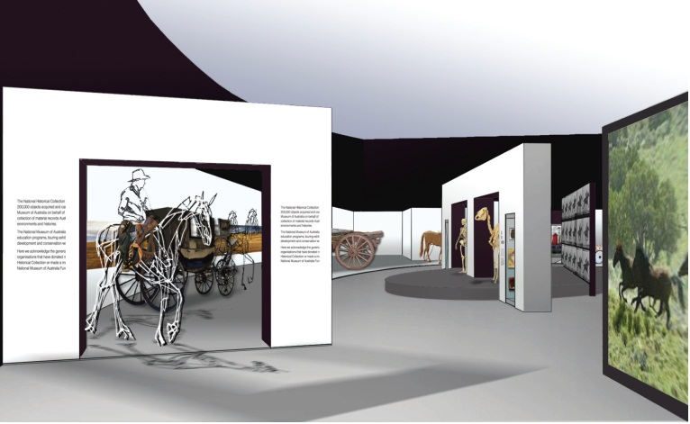 Concept design for Horses in Australia exhibition. National Museum of Australia.