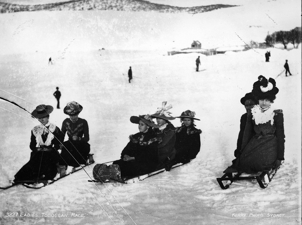 Ladies Toboggan Race. By Charles Kerry. From Wikimedia Commons.