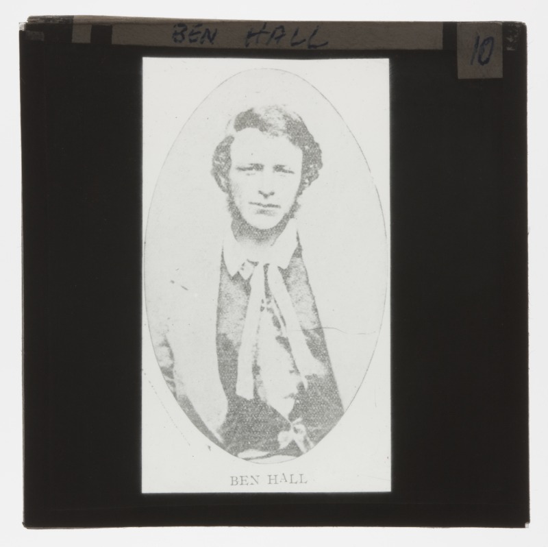 Glass lantern slide featuring a portrait of infamous bushranger Ben Hall, 1872, National Museum of Australia. Reprography by Lannon Harley, National Museum of Australia.