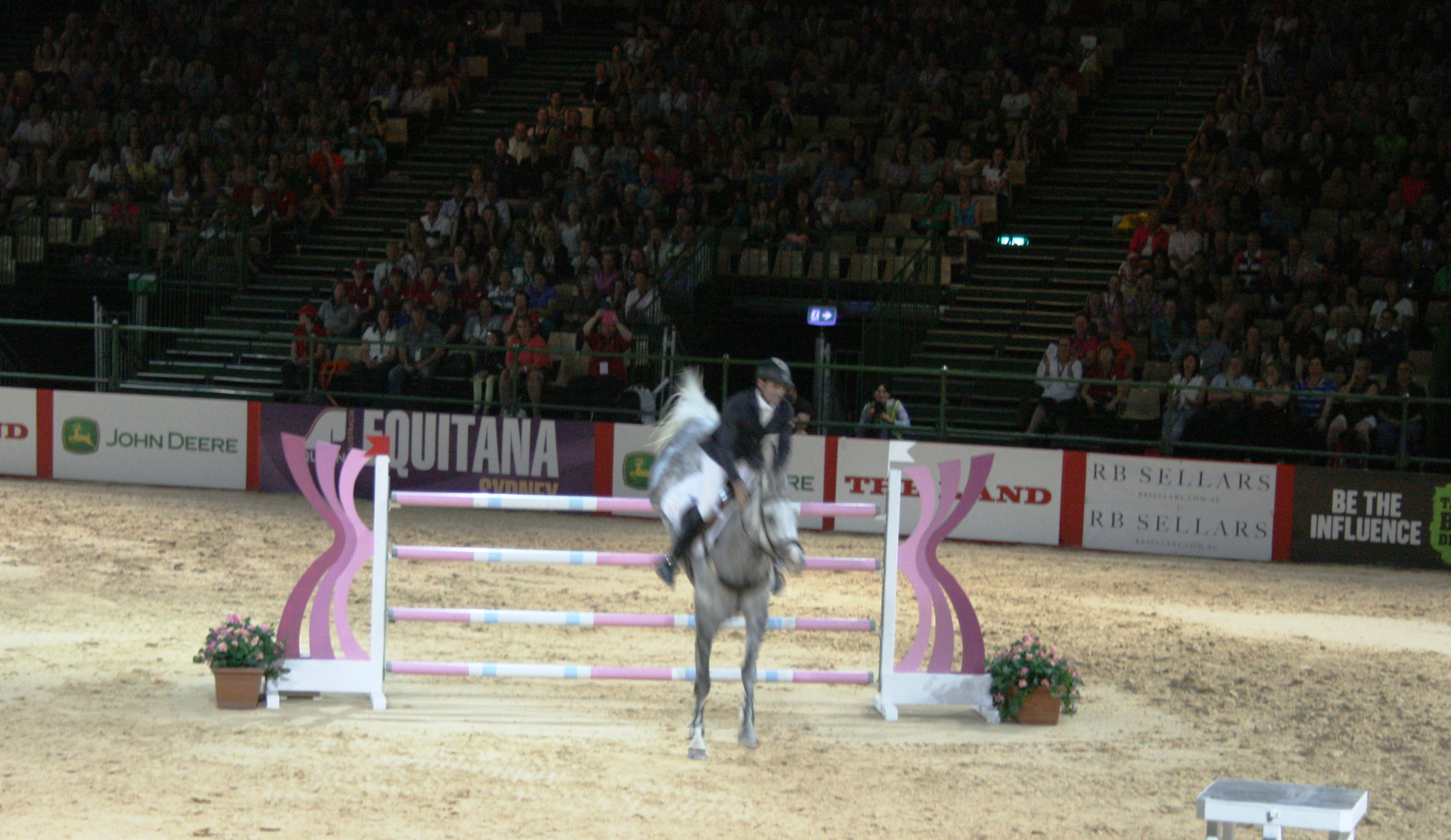 Tim Clarke and 'Caltango' successfully complete the final jump to win the Be the Influence Equestrian Grand Final for Jumping.