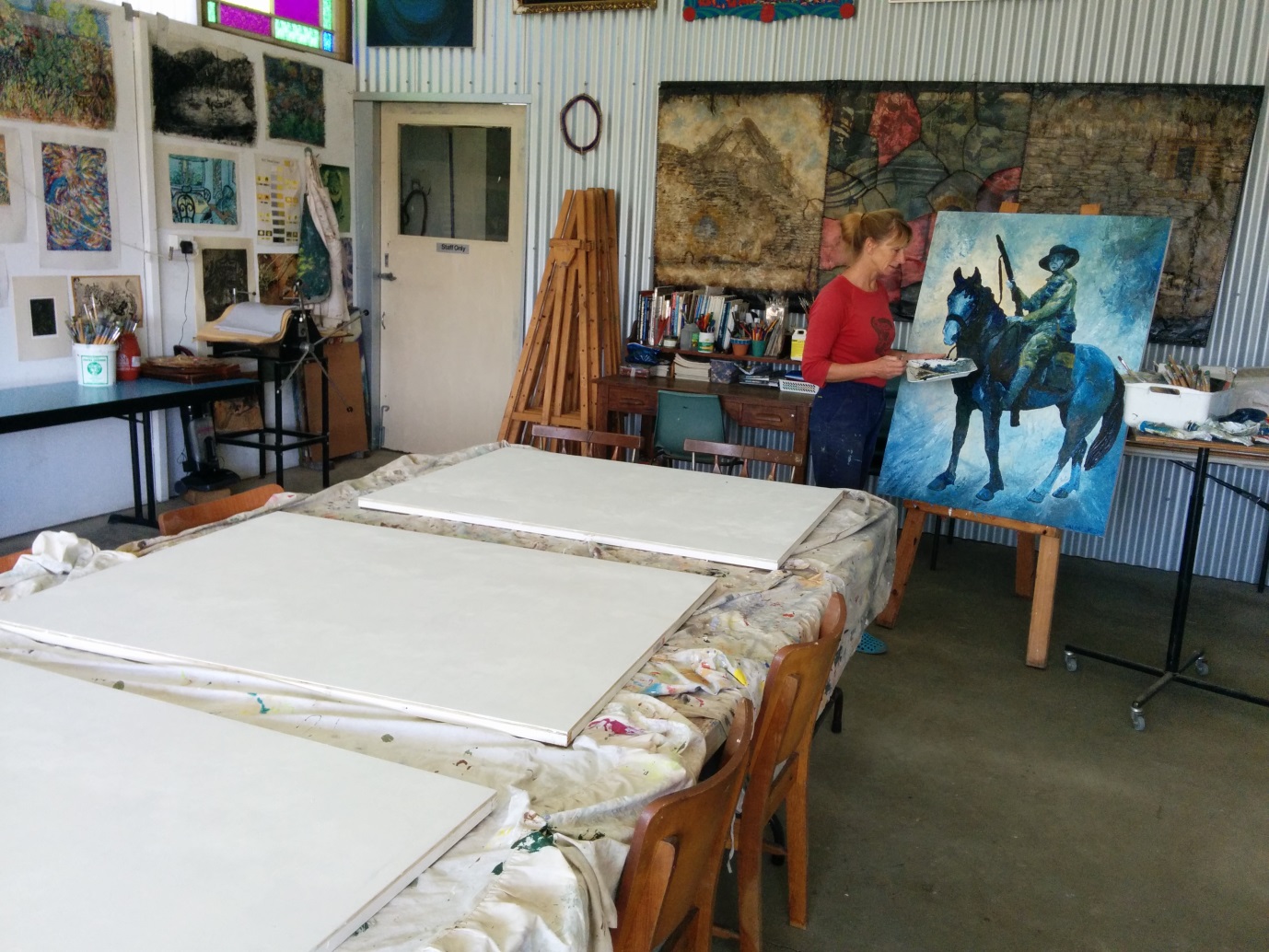 Canvasses for my other horse paintings, to be six in total, in my studio, primed and ready to begin.
