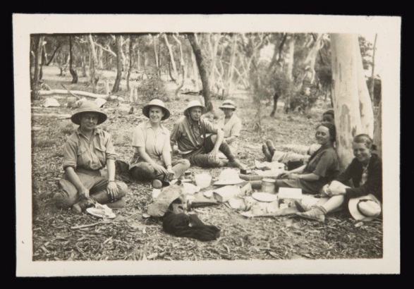 Dr Germaine Joplin (left) with students on a geology excursion. Image courtesy the Joplin Family. Reprography by Katie Shanahan.