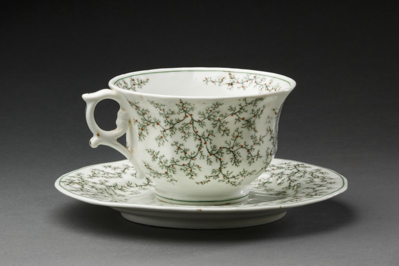 Breakfast cup and saucer featuring a seaweed design, made for Dudley Fereday, Sheriff of Van Diemens Land, about 1825. National Museum of Australia, photograph by Jason McCarthy 