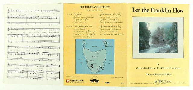 Sheet music to Let the Franklin Flow, in the Bob Brown Collection, National Museum of Australia.