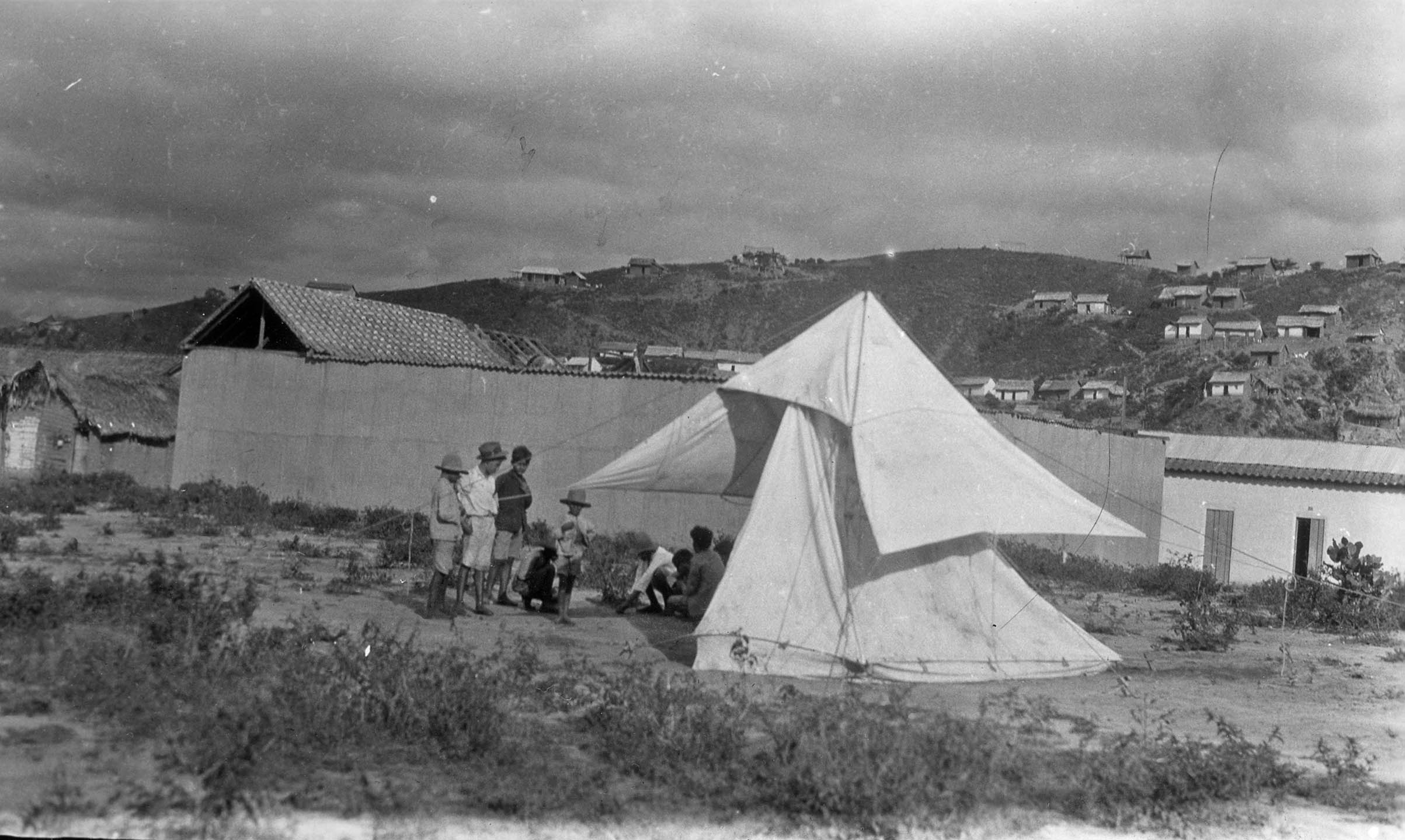 Earl Hanson's Valera magnetic station, Venezuela, 31 October 1931. Note the canvas tent that was used to protect the instrument whilst observations were being made. Image: Carnegie Institution of Washington, Department of Terrestrial Magnetism.