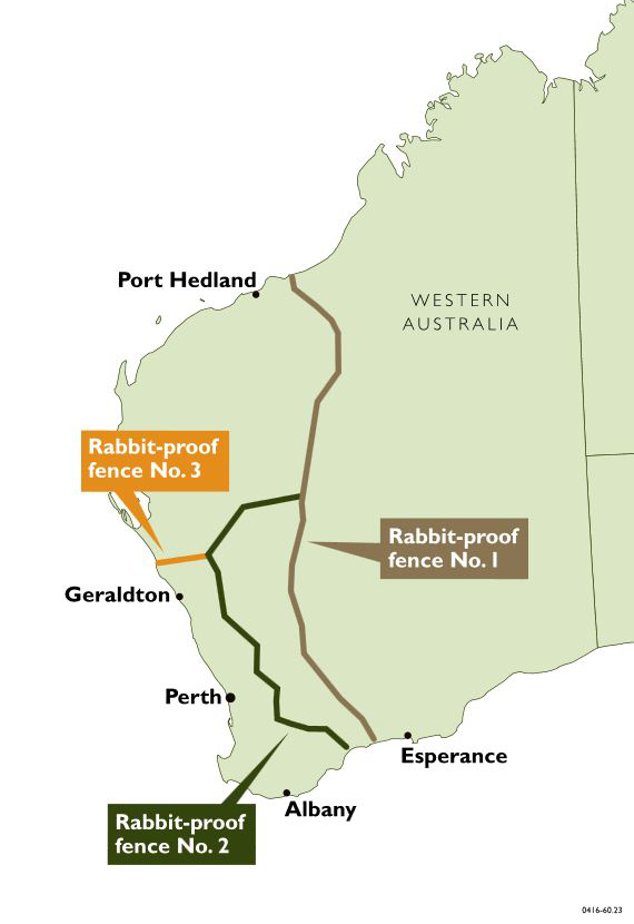 Fences No.1, 2 and 3 in Western Australia, based on Geoimage satellite data. National Museum of Australia. 