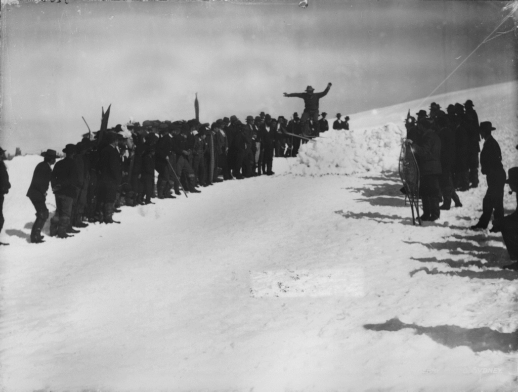 Fritz Weselman broke the snow jumping record in 1900.  Tyrrell photography collection, Powerhouse Museum.A gift from the Australian Union Press under the Art Tax Incentive Scheme, 1985