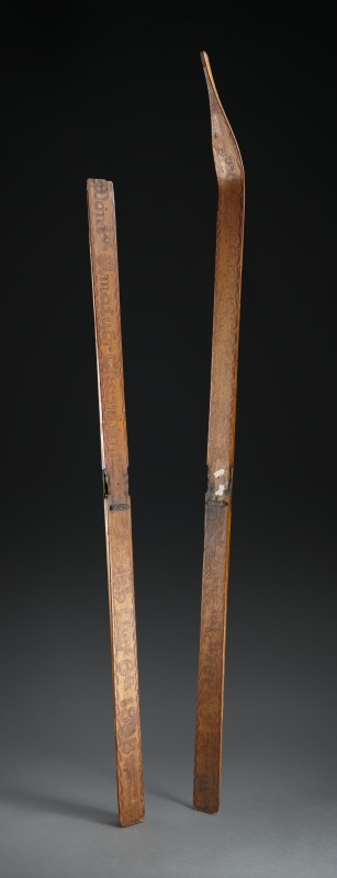 Skis made and worn by Fritz Weselman, 1898. Photograph by Jason McCarthy. National Museum of Australia.